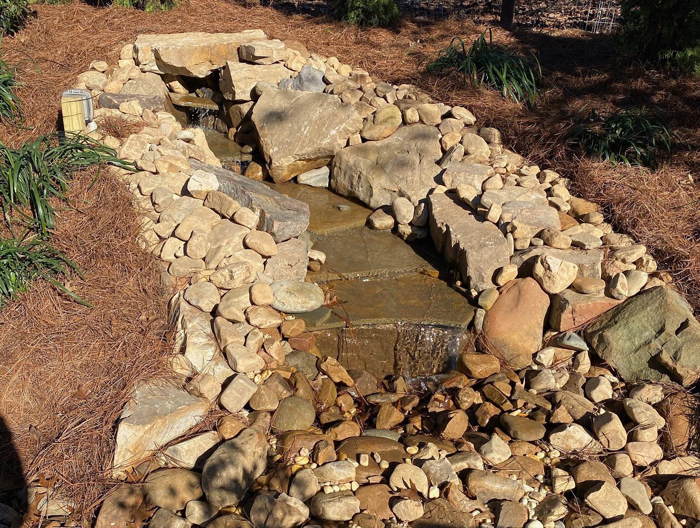Boulder and River Rock Waterfall